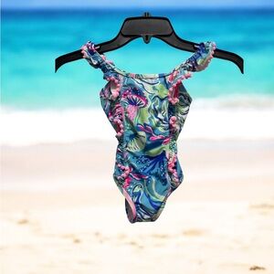 Tommy Bahama Pink and Blue One Piece Swimsuit size 2T